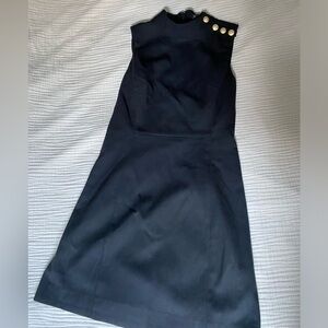 J. Crew Black Little Black Mock Neck Dress with Gold Shoulder Buttons in Size 6